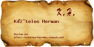 Köteles Herman névjegykártya