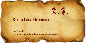 Köteles Herman névjegykártya